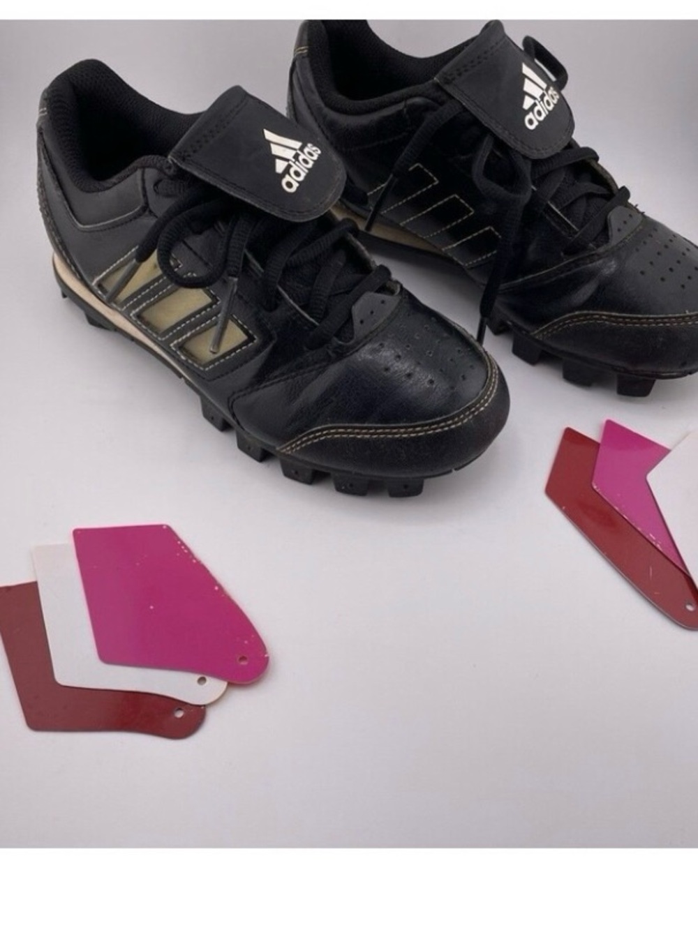Adidas Baseball Cleats Youth Size 1 Black Change Up MD 2 K Color Inserts - Picture 7 of 9
